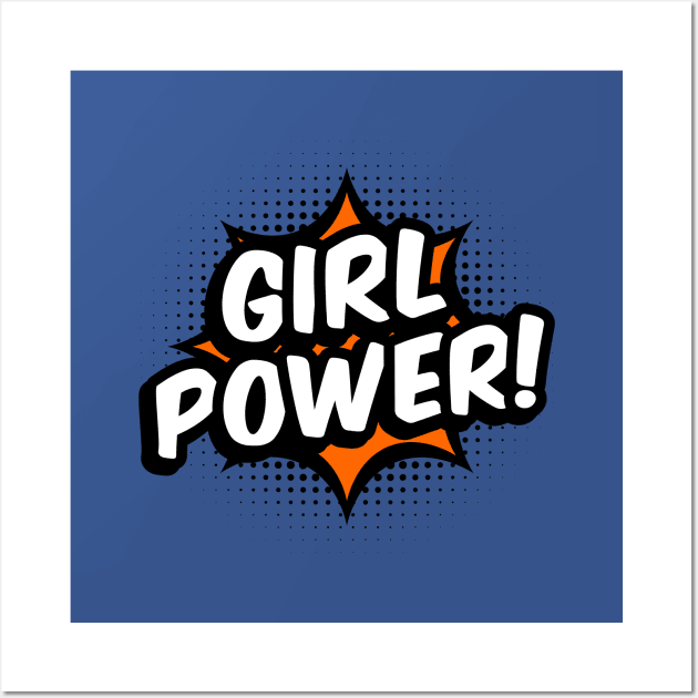 Girl Power! - Orange comic style - B Wall Art by ruben vector designs